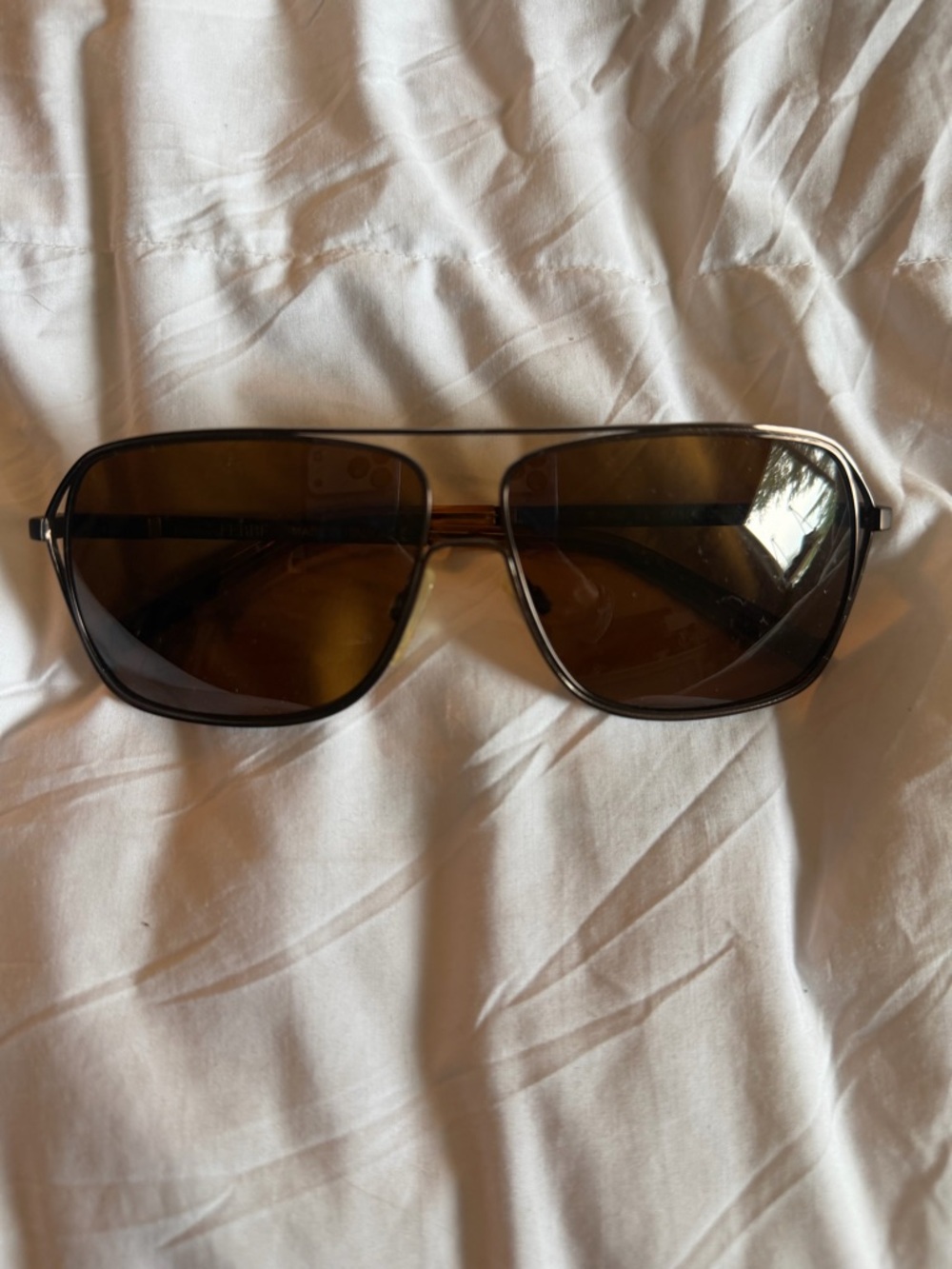 Gianfranco Ferre Brown Metal Aviator Sunglasses
